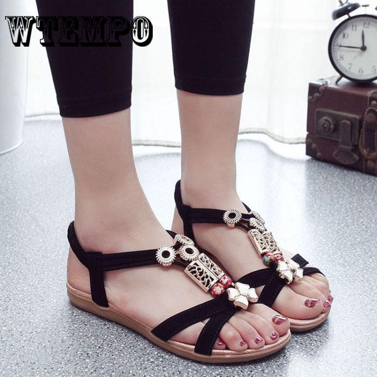 Women Fashion Comfortable Sandals Flat Shoes Summer Beach Roman Sandals