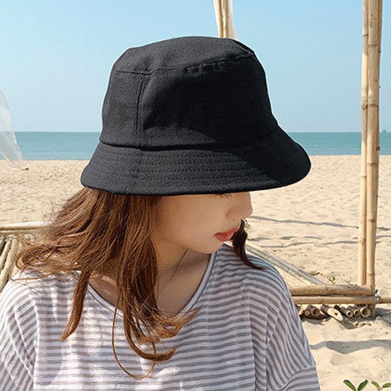 1pc Summer Foldable Bucket Hat Women Outdoor Sunscreen Cotton Cap Female Hat Wide Brim Fisherman's Hats