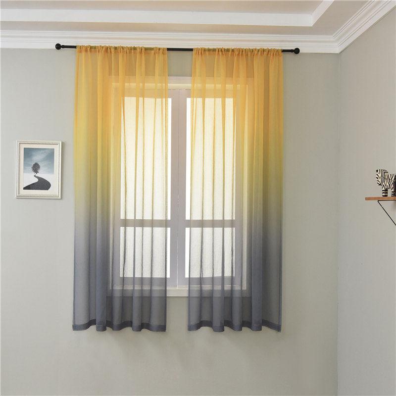 Curtain Gauze Anti-mosquito Fly Linen Gauze Printed Curtain Bay Window Balcony Household Room Partition Curtain Bedroom Perforated Curtain