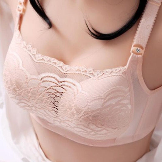 Underwear Women's Plus Size Anti-glare Lace No Steel Ring Bra Sexy Gather-up Breasts Anti-sagging Thin Bra