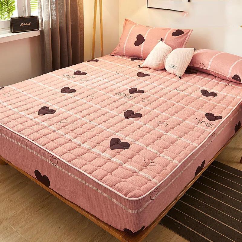 Waterproof Quilted Mattress Cover One-piece Elastic Breathable Bedspread Cover Mattress Protection Cover Non-slip Dust Cover