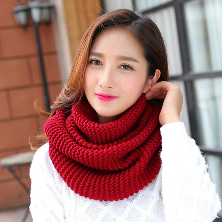 Women's Knitted Inch Scarf Knitted Warm Round Neck Scarf