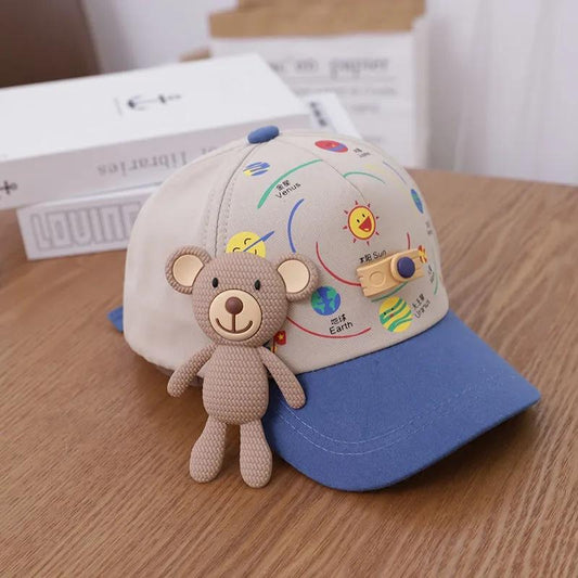 1-4Y Cartoon Toy Bear Children's Hat Spring and Summer Cute Peaked Cap Unisex Boy Girt Outdoor Sun Protective Hat Casual Baseball Cap