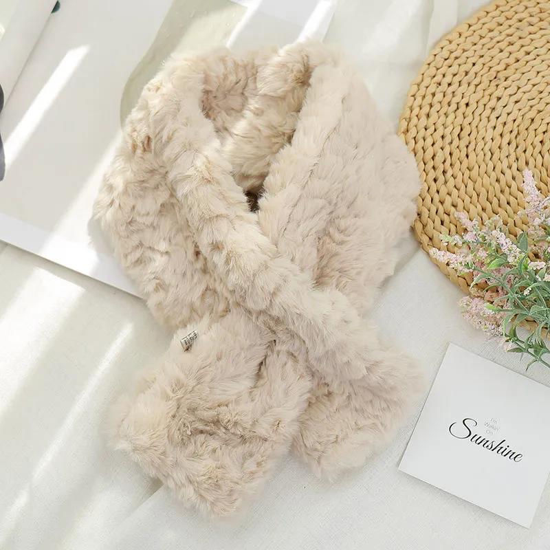 Winter Bib Korean Fashion Solid Color Plush Scarf Thick Warm Women's Lamb Wool Bib