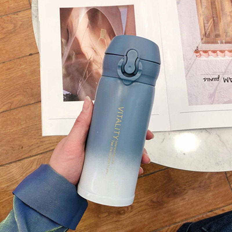 Thermos Cup Gradient Color Vacuum Flask Male and Female Students Simple Cup Creative Personality Fresh Portable Pop Lid Water Cup