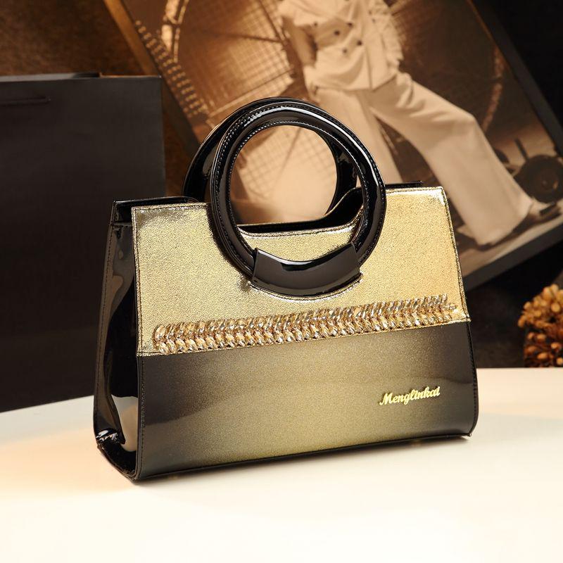 Bright Solid Patent Leather Shoulder Bags Ladies Handbags Casual Top-handle Messenger Bag Tote Bag