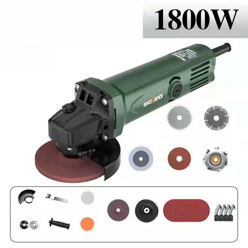 1800W Luxury Wired Angle Grinder Set Multi-function Electric Grinder Polisher Handheld Cutting Machine 18500RPM