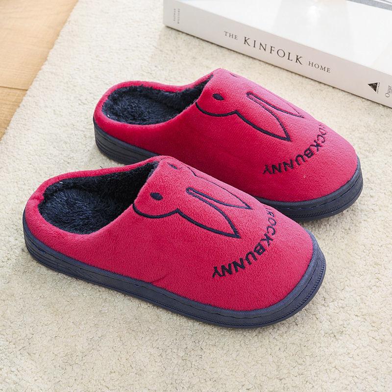 Winter Unisex's Cotton Slippers Non-slip Warm Couples Plus Velvet Thick Bottom Plush Slippers