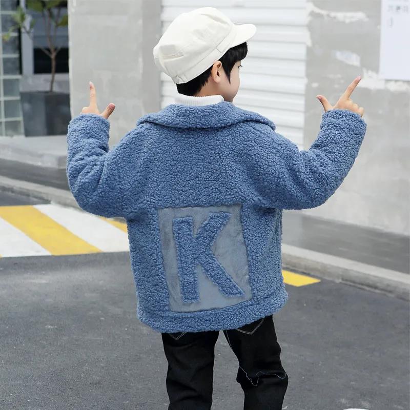 Boys' Lamb Velvet Jacket Western Style and Cotton Wool Sweater Children's Clothing In Autumn and Winter Korean Style Trendy Jackets