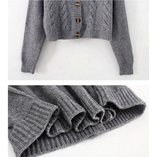 Single-breasted Knitted Cardigan Ultra Short High Waist Slimming Sweater Female Twist Fashion Jacket