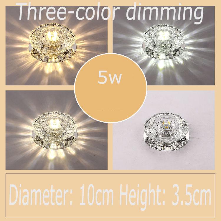 5W LED Crystal Recessed Ceiling Light Warm White+RGB 3 Modes Mini down Lamp Light Aisle Corridor