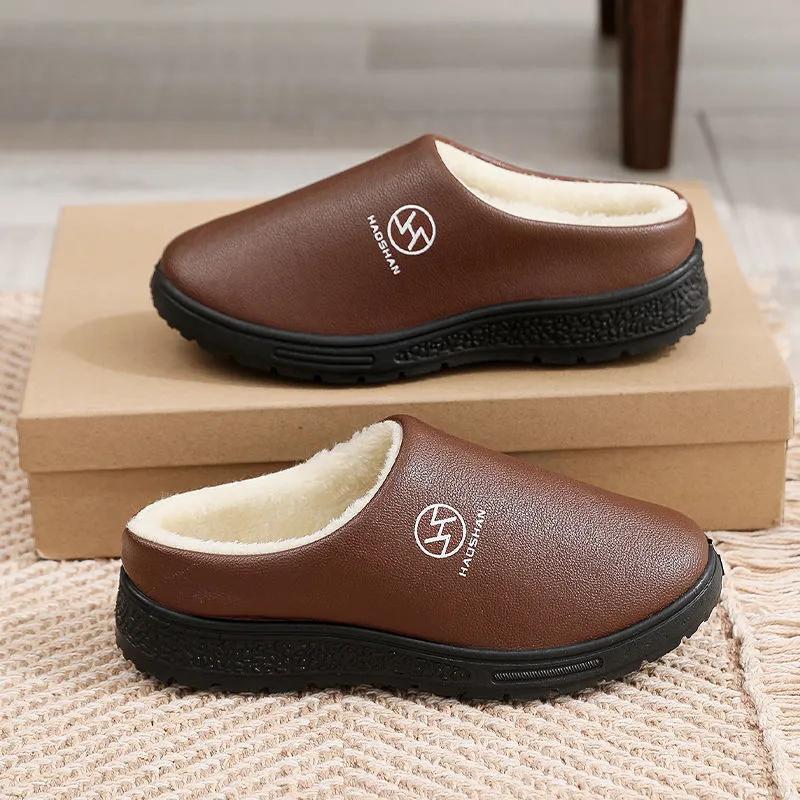 Waterproof Winter Slippers Women Fleece Warm Plus Size Men Cotton Shoes Home Non Slip Slippers