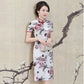 Cheongsam Female Summer Improved Cheongsam Mother Dress Large Size Silk Mid-length Short-sleeved Cheongsam Dress