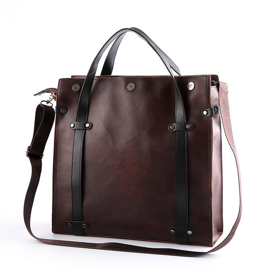 Leather Handbag for Men and Women Multifunctional Shoulder Bag Travel Crossbody Bag Large Tote Bag