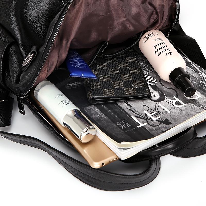 Fashion Leather Backpack Women Zipper Anti-theft Waterproof Student Computer Bag Outdoor Travel Bags