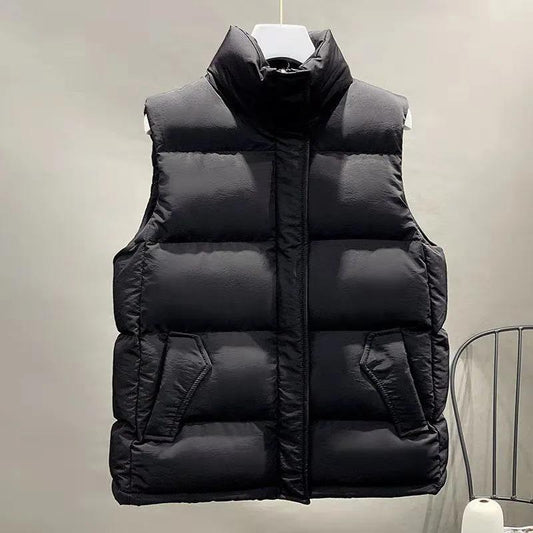 Women's Vest Autumn Winter 2021 Loose Versatile Down Cotton Vest Warm Sleeveless Loose Casual Stand Collar Short Female Padded Jacket Outerwear