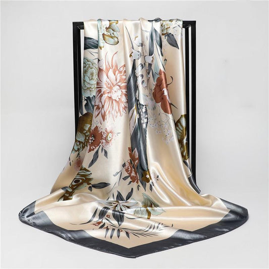 Silk Scarves Women Foulard 90*90cm Square Head Hijab Scarf Ladies Chiffon Shawl Bandanna Female