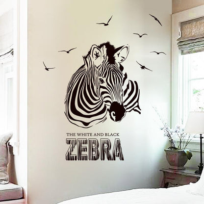 Zebra cartoon wall stickers bedroom TV sofa corridor background decoration removable stickers