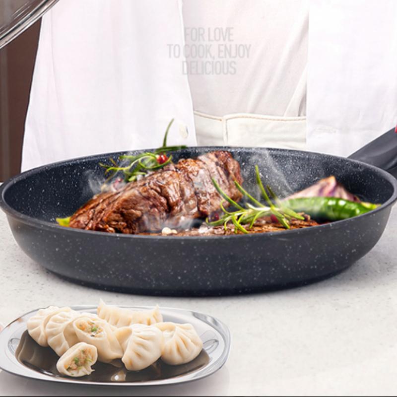 Stir-fry Flat Bottom Non-stick Pan No Fume Cookware General Purpose for Household Induction Cooker Gas