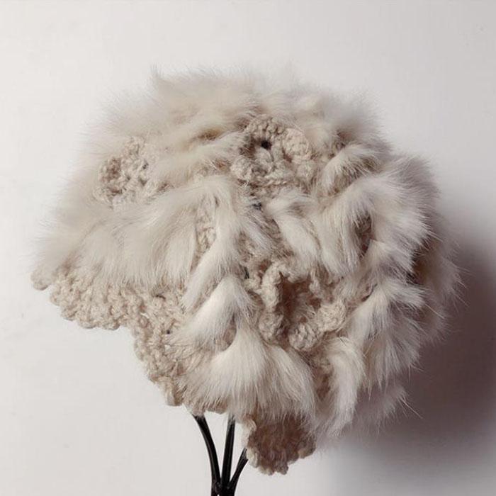 Rabbit Hat Woman Autumn and Winter Handmade Crochet Wool Fur Hat Korean Version The Wild Bag Warm Knit Hat Tide