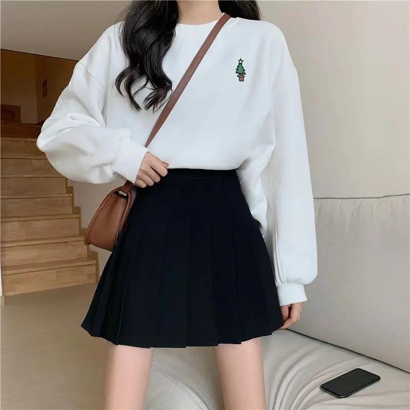 Spring and Summer Fresh Style High-waisted Ladies Anti-glare Pleated Skirt A-line Short Skirt Skirt All-match Solid Color Skirt