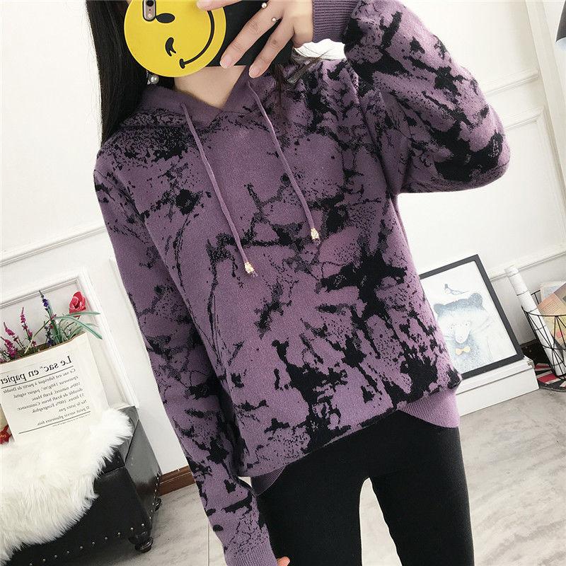 Autumn and Winter Loose Hooded Sweater Thickened Pullover Knitted Sweater Fashion Simple Female Top