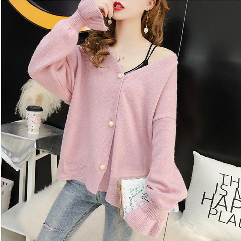 Women Oversized Knitted Sweater Batwing Sleeve Pullover Loose Outwear Tops