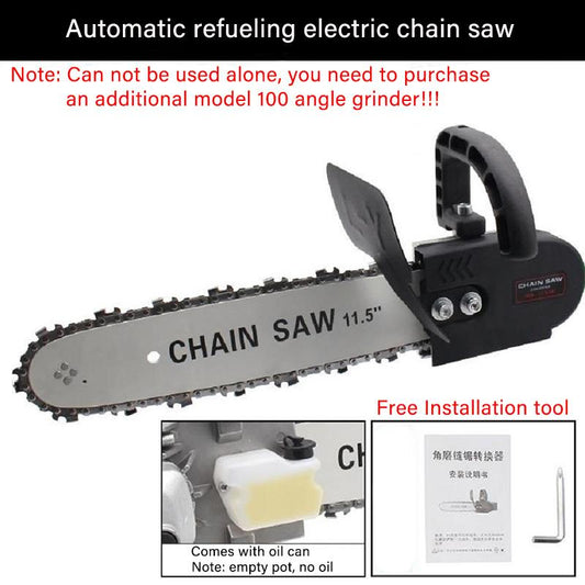 11.5 Inch Chain Saw Plus A Spare Chain Chain Saw Bracket Set with Angle Grinder Wood Sawing Tool