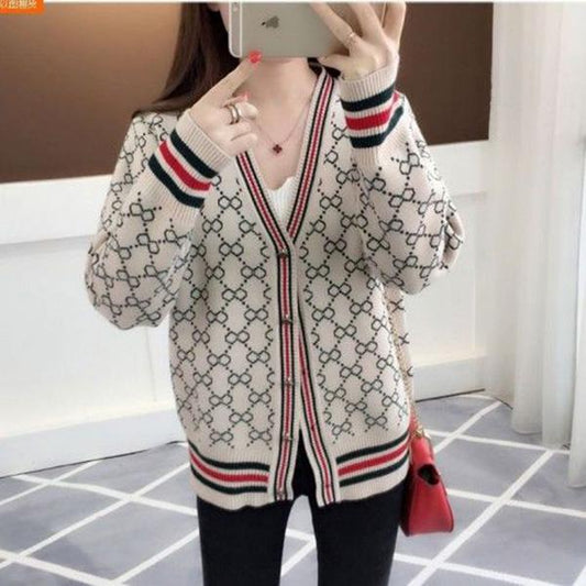 Trendy wild loose knitted tops women knit cardigan sweater coat women short sweaters