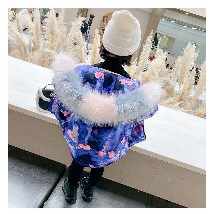 Girls Add Velvet and Thicken Warmth To Overcome Winter Mid-length Windproof Jacket