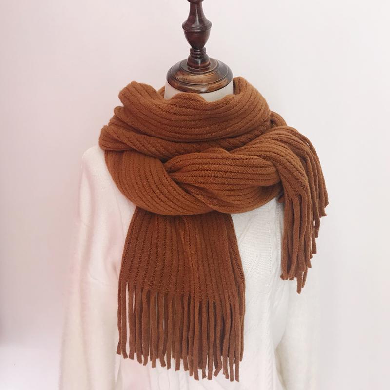 Winter Scarf Women Knitting Wool Scarves Knitted Thicken Warm Shawl Student Scarf