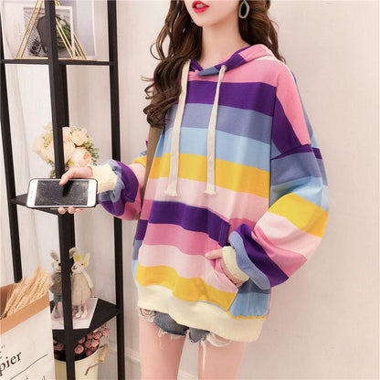 Large size long sleeve warm hooded Top Spring and autumn sweater cotton women Sweatshirt wild