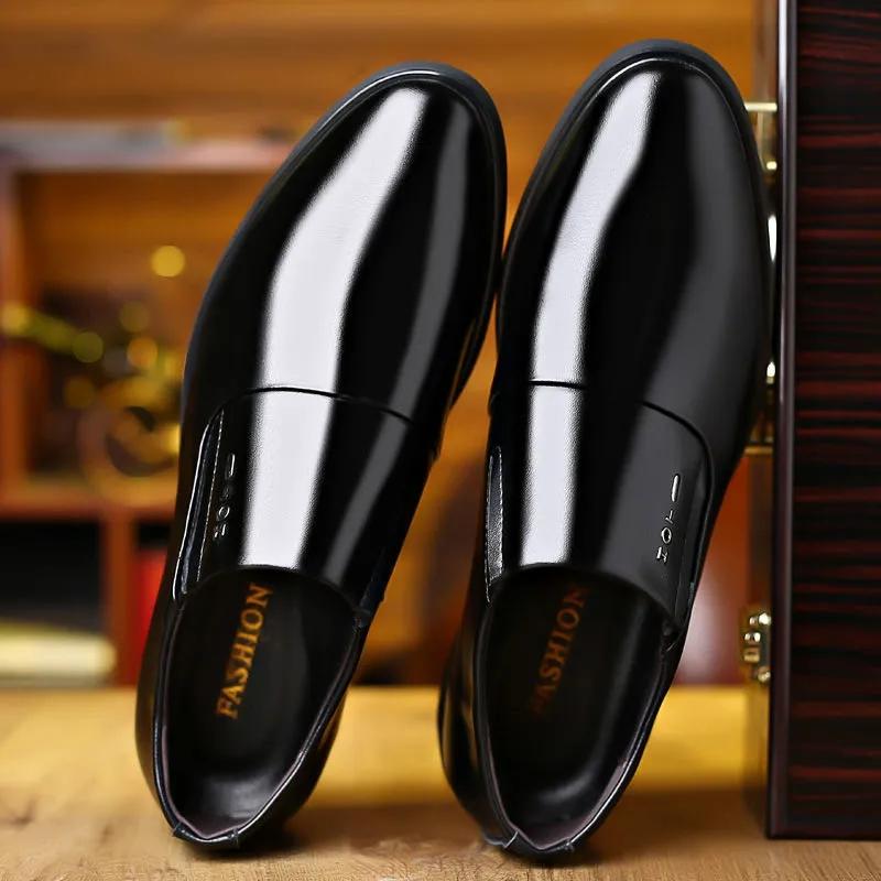 Men's Spring and Summer Glossy Leather Shoes Business Formal Wedding Leather Shoes Casual All-match Shoes