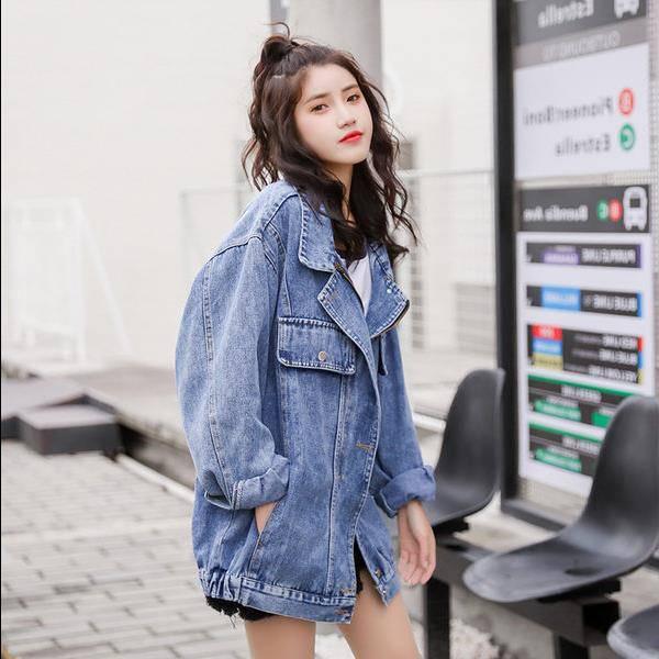 Denim Jacket Women Boyfriend Jean Coat Streetwear Harajuku Vintage Autumn Basic Coats Outerwear