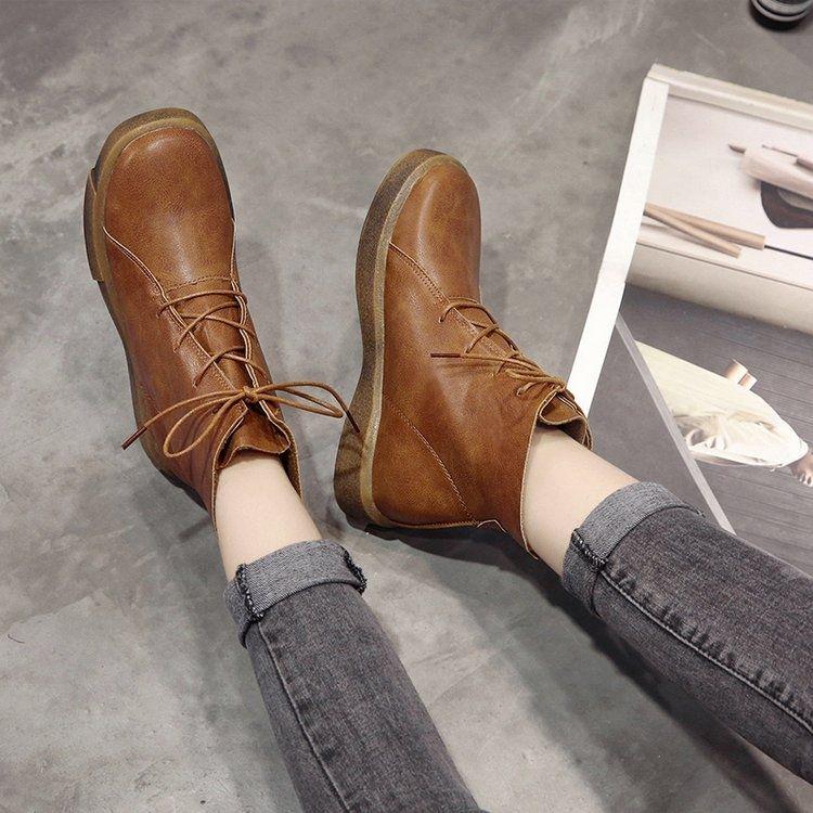 Retro Martin Boots Female British Style Boots Short Boots Flat Women's Boots Ladies Motorcycle Boots