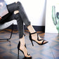 European and American Sequins Open Toe Zipper Color Matching Party Dress Shoes Summer Stiletto Sandals Female High Heels