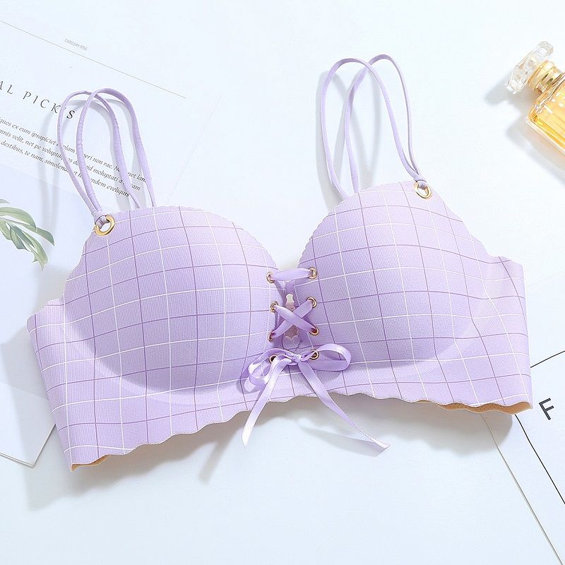 Non-marking Underwear Female Bra Student Girl High School Gathered Small Bra Bra Thin No Steel Ring Thick Cute Sexy Lightweight Breathable