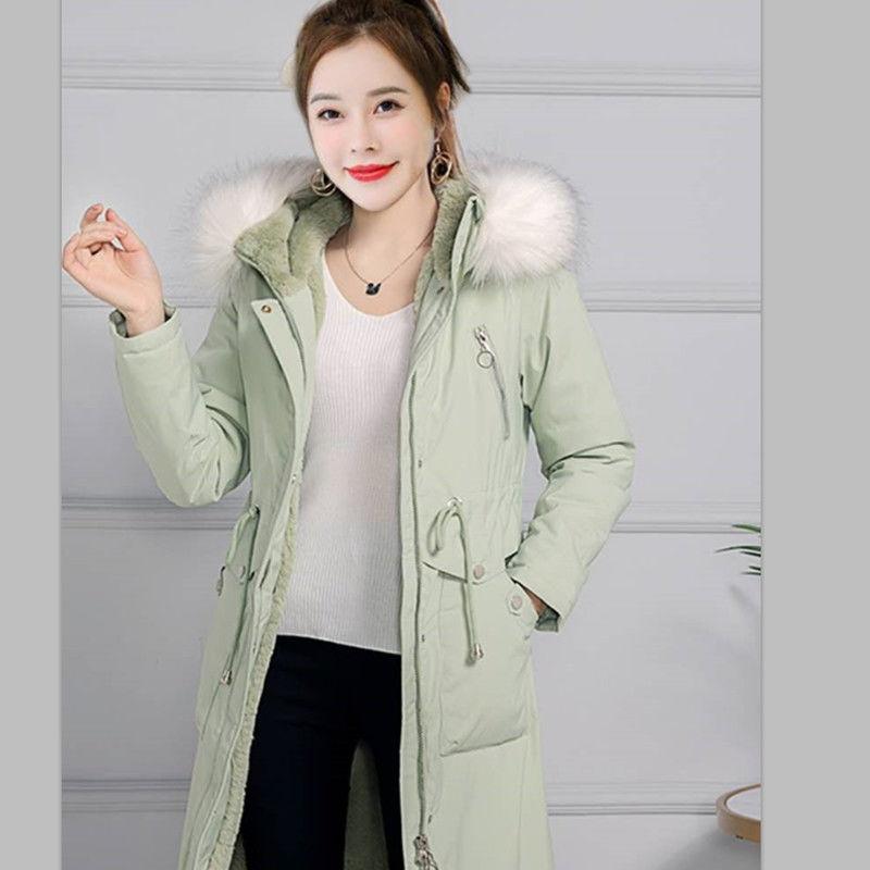 Winter Thick and Warm Women's Cotton-padded Jacket, Fashion Plus Velvet Mid-length Cotton-padded Jacket