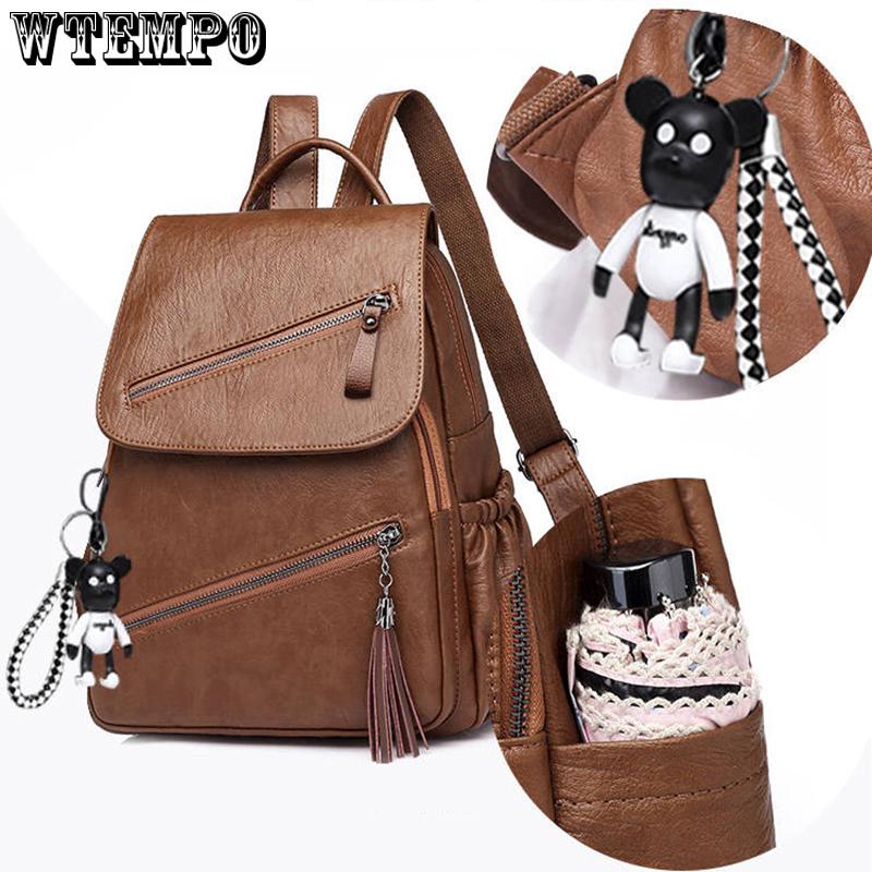 New Fashion Women Leather Backpack Female solid color Bag Ladies Softback Backpacks Mochilas