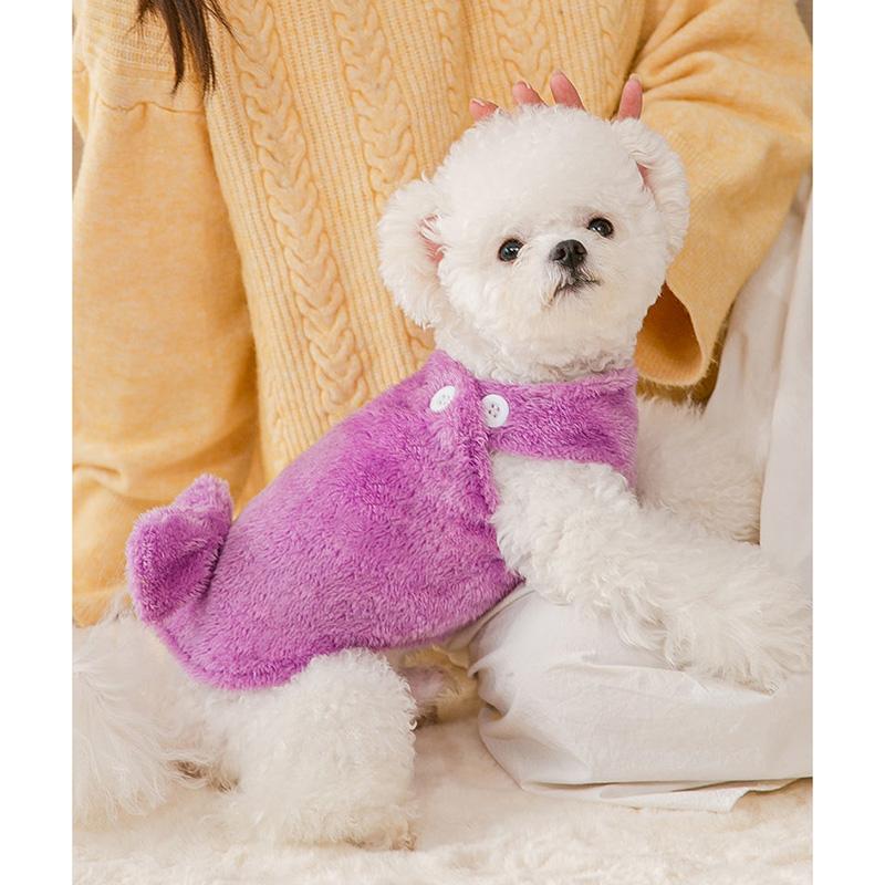 Autumn and Winter Puppy Dog's Clothes Vest Bow Fleece Vest Teddy Small Dog Two-legged Cat Clothes Pet Clothing Solid Comfortable Puppy's Jumpsuit