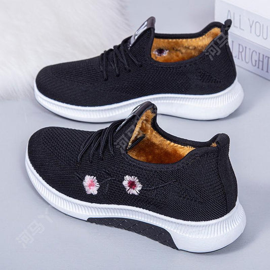 Winter Plus Velvet Thick Windproof and Warm Women's Cotton Shoes Soft-soled Non-slip Flat Shoes