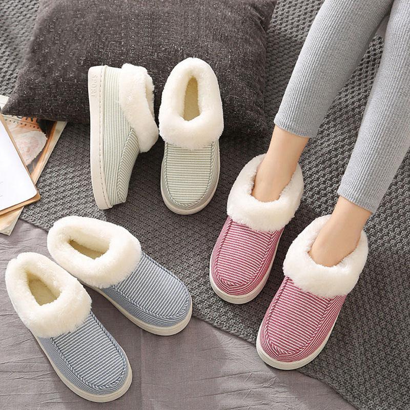 Cotton Slippers Keep Warm Autumn and Winter Pregnant Women's Bedroom Shoes Men and Women Couples Postpartum Bag Plus Velvet Thick Winter