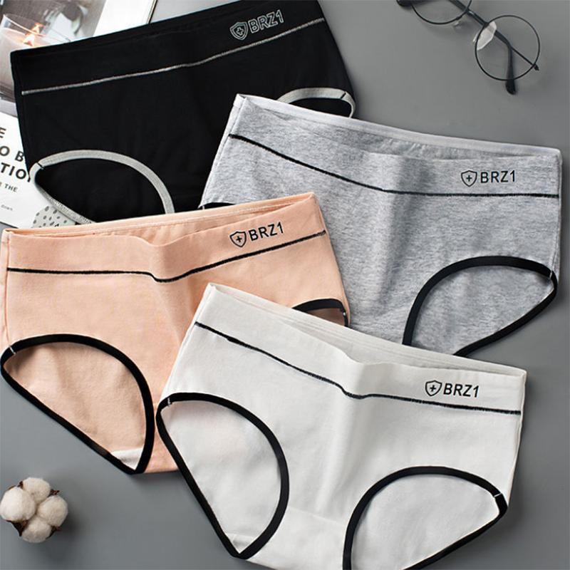 4PCS Women's Korean Cotton Underwear Girl Student Japanese Antibacterial Briefs Sexy Mid-waist Breathable Thin Large Size Briefs