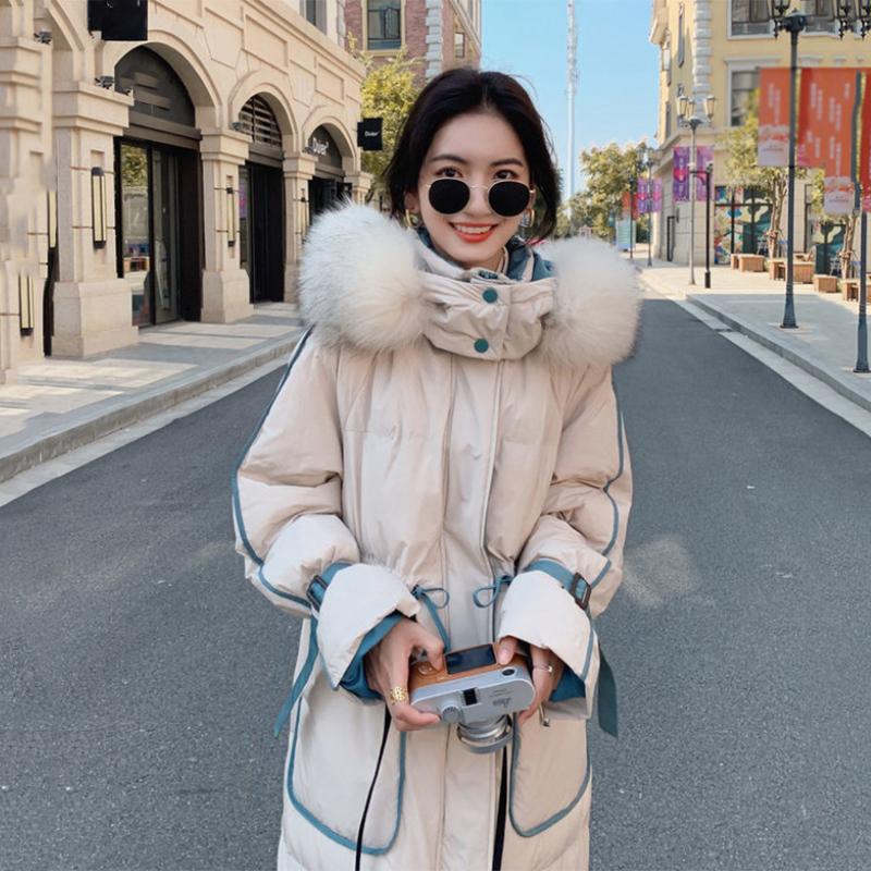 Women's Mid-length Down Jacket Winter Korean Loose Cotton Clothes Casual Hooded Padded Jacket Quilted Jacket