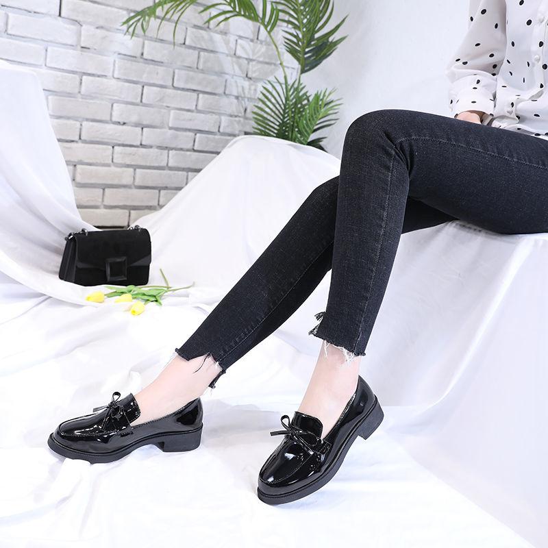 Shiny Small Leather Shoes Female British Style All-match Casual Single Shoes Female Bowknot Social Work Female Shoes Soft Leather