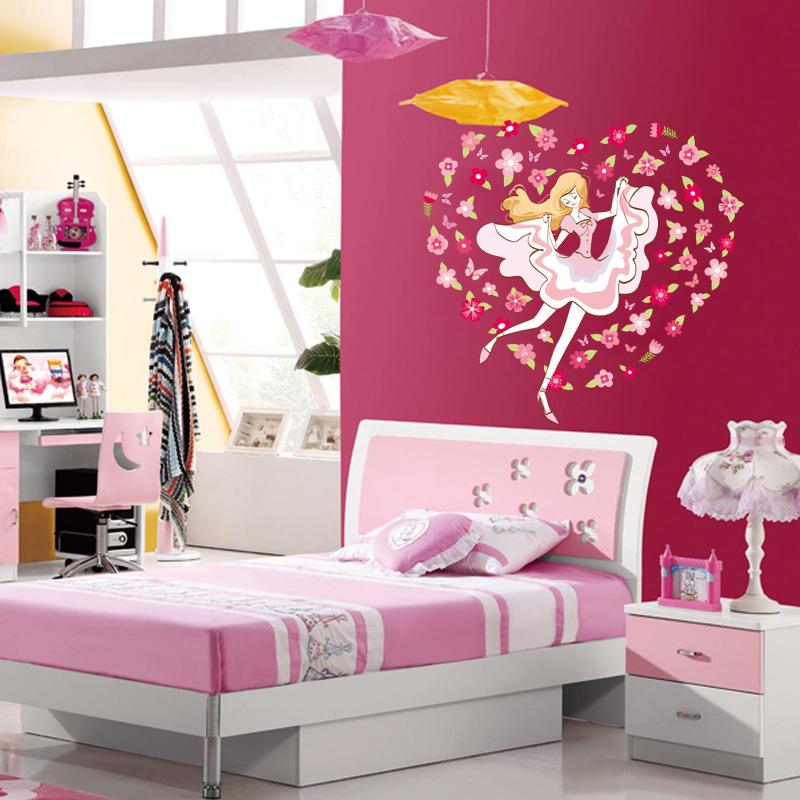 Wall sticker flower dancing girl room decoration sticker environmentally friendly removable stickers