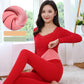 Women Casual Long Sleeve Round Collar Thermal Underwear Set