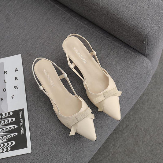 Plus Size 34-40 Women Heels Outdoor Office Lady Bow Pointed Stiletto Sandals