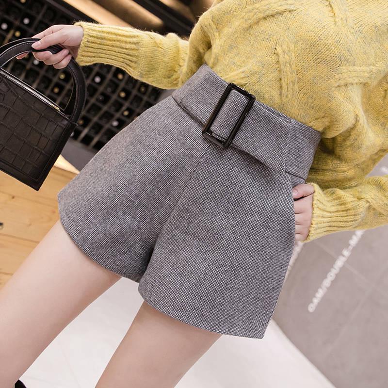 High Waist Wool Shorts Womens Wide Leg Shorts Womens