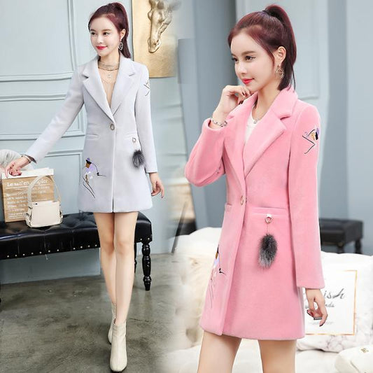 Autumn Winter Women Woollen Coat Collar Oversize Blazer Outwear Jacket  Overcoats Loose Coat Women